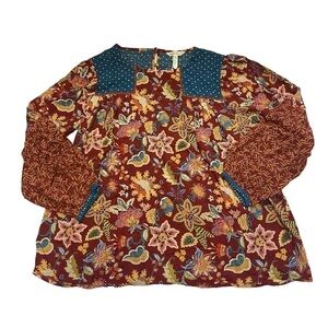 NEW Matilda Jane Orange & Red Garden Mum Peasant Top US L